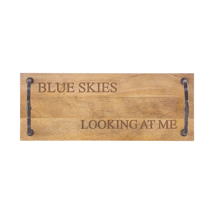 Atlas Lighting Blue Skies Swing 24in W | Traditional Natural Wood & Black Metal | Living Room & Porch Decor | 24 x 10 x 8 in | Model AC11621-01