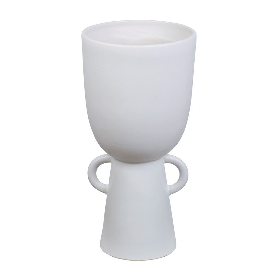 Atlas Lighting Talus Large Vase | Matte White Earthenware | Living Room & Hallway Accent | 8 x 8 x 17 in | Model AC11624-01