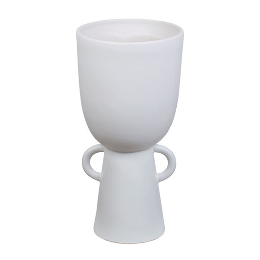 Atlas Lighting Talus Large Vase | Matte White Earthenware | Living Room & Hallway Accent | 8 x 8 x 17 in | Model AC11624-01