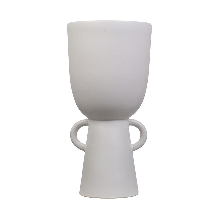 Atlas Lighting Talus Large Vase | Matte White Earthenware | Living Room & Hallway Accent | 8 x 8 x 17 in | Model AC11624-01