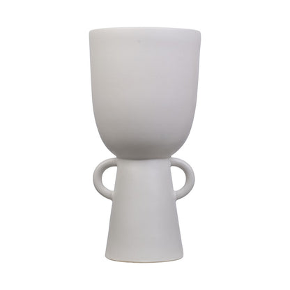 Atlas Lighting Talus Large Vase | Matte White Earthenware | Living Room & Hallway Accent | 8 x 8 x 17 in | Model AC11624-01