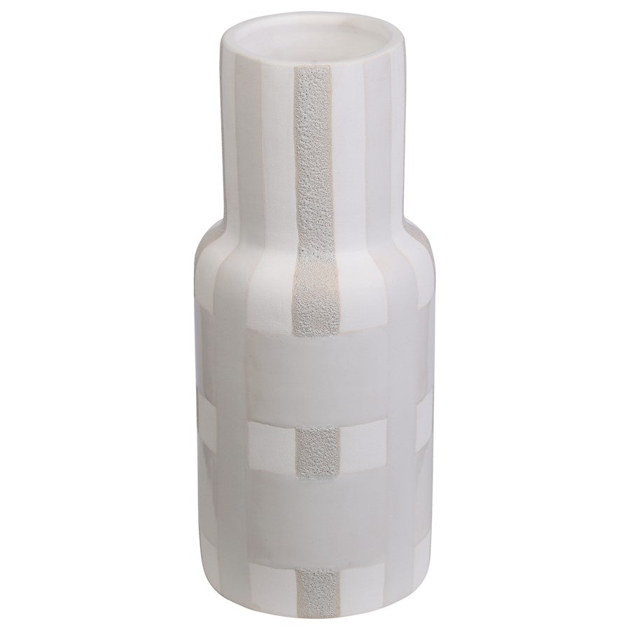 Atlas Lighting Tammy Small Vase | Beige Earthenware | Modern & Farmhouse Accent | 4.5 x 4.5 x 9 in | Model AC11625-01