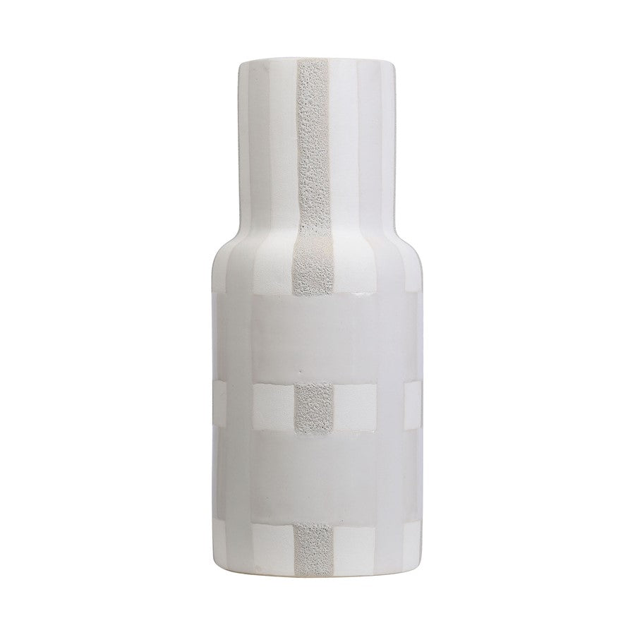 Atlas Lighting Tammy Small Vase | Beige Earthenware | Modern & Farmhouse Accent | 4.5 x 4.5 x 9 in | Model AC11625-01