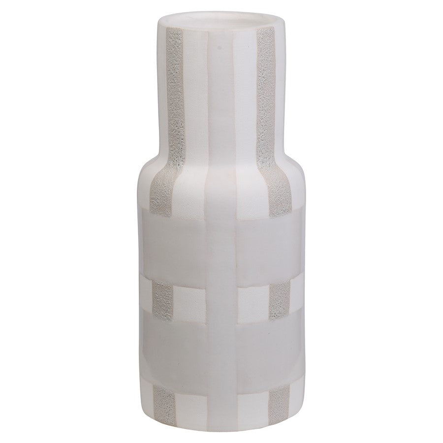Atlas Lighting Tammy Large Vase | Beige Earthenware | Modern & Farmhouse Accent | 4.75 x 4.75 x 12 in | Model AC11625-02