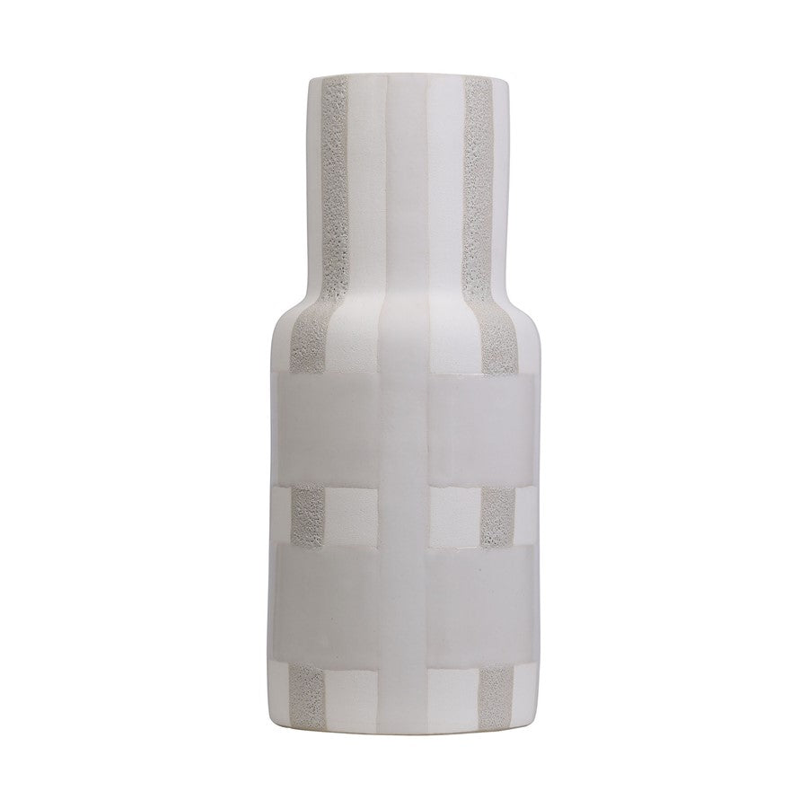 Atlas Lighting Tammy Large Vase | Beige Earthenware | Modern & Farmhouse Accent | 4.75 x 4.75 x 12 in | Model AC11625-02