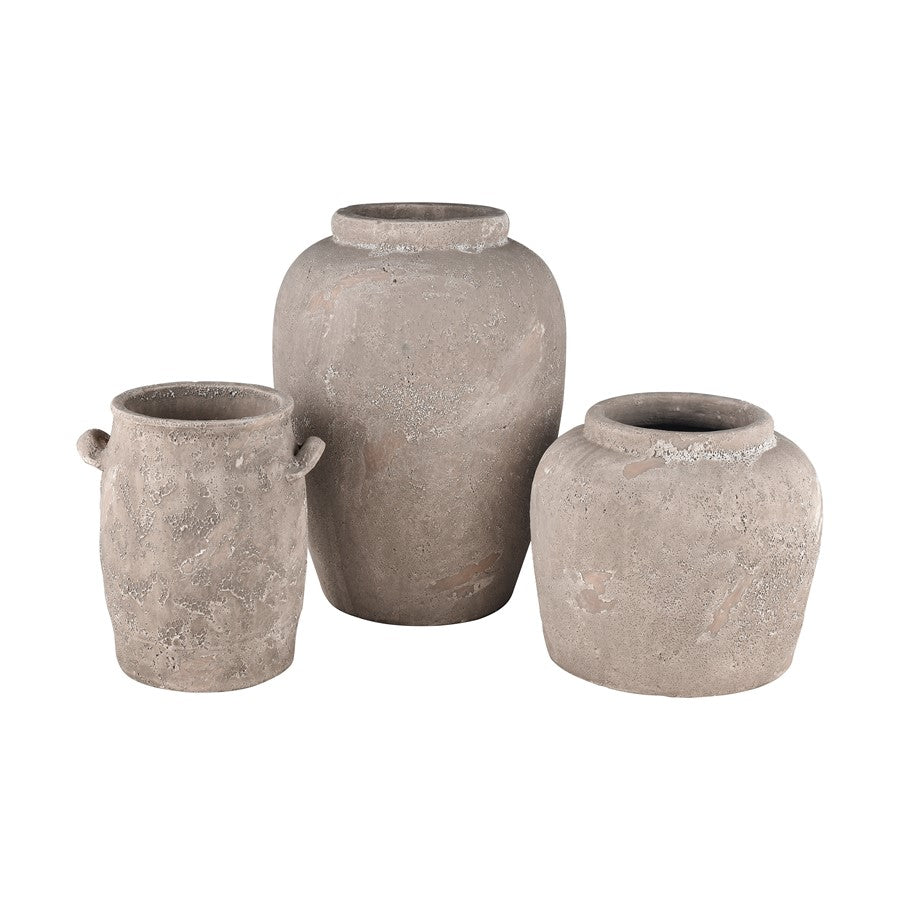 Atlas Lighting Tanis Vessel Extra Small | Aged Gray Earthenware | Cultural & Found-Object Accent | 8.75 x 10.25 x 12 in | Model AC11626-01