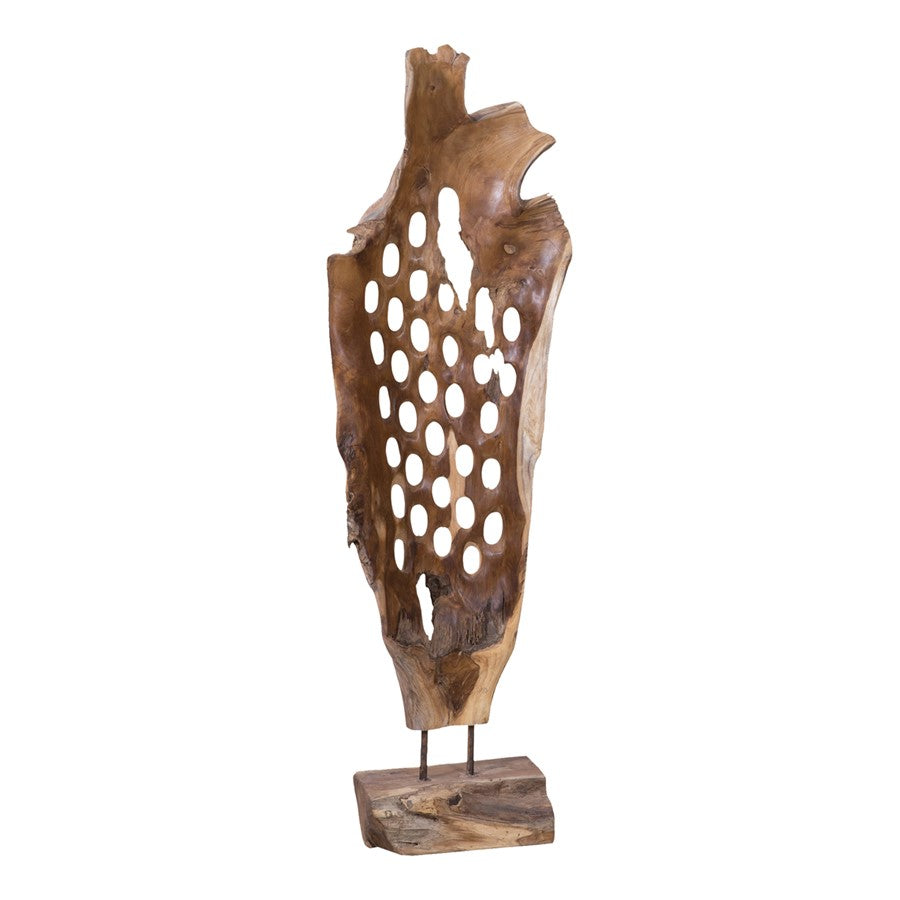 Atlas Lighting Teak Root Sculpture | Natural Carved Wood on Stand | Entryway & Living Room Decor | 16 x 9 x 50 in | Model AC11632-01