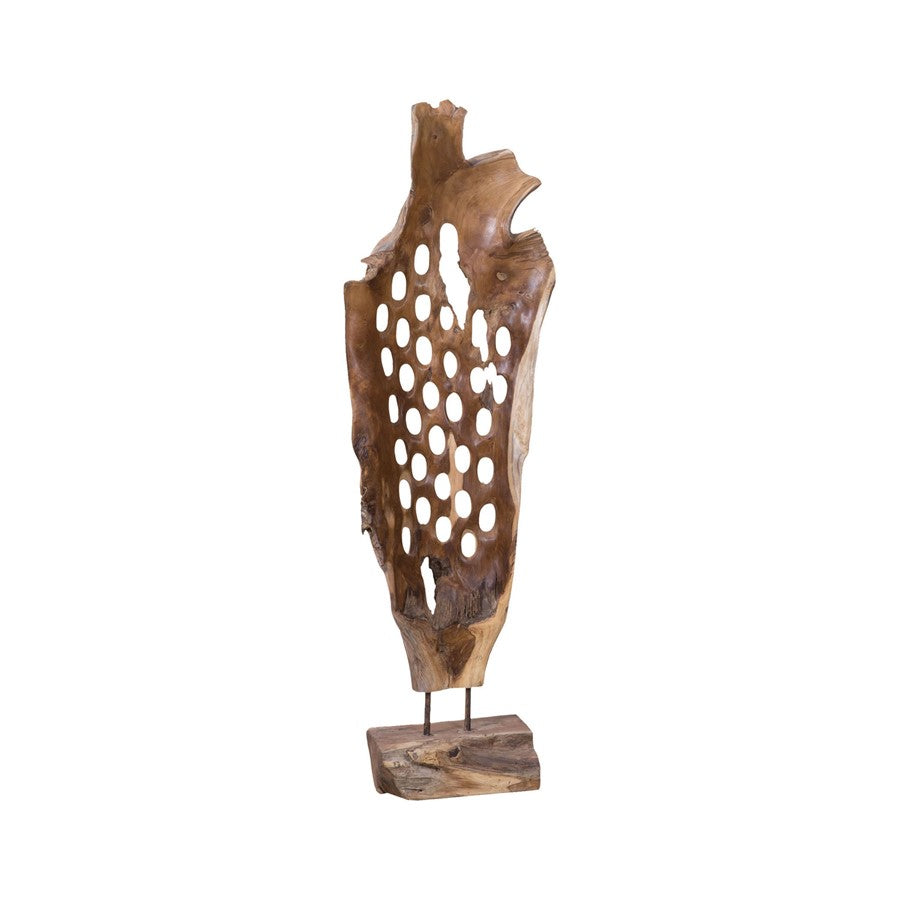 Atlas Lighting Teak Root Sculpture | Natural Carved Wood on Stand | Entryway & Living Room Decor | 16 x 9 x 50 in | Model AC11632-01