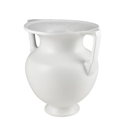Atlas Lighting Tellis Large Vase | White Fluted Earthenware with Handles | Living Room & Entryway Decor | 17.5 x 17.5 x 18 in | Model AC11633-02