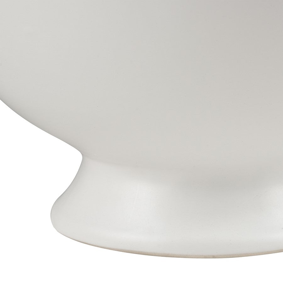 Atlas Lighting Tellis Large Vase | White Fluted Earthenware with Handles | Living Room & Entryway Decor | 17.5 x 17.5 x 18 in | Model AC11633-02