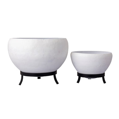 Atlas Lighting Teris Planter Set of 2 | Plaster White Metal with Aged Black Base | Patio & Entryway Decor | 17.5 x 17.5 x 13 in | Model AC11634-01S