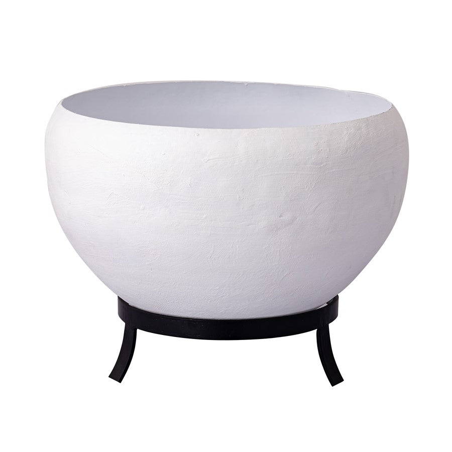 Atlas Lighting Teris Planter Set of 2 | Plaster White Metal with Aged Black Base | Patio & Entryway Decor | 17.5 x 17.5 x 13 in | Model AC11634-01S