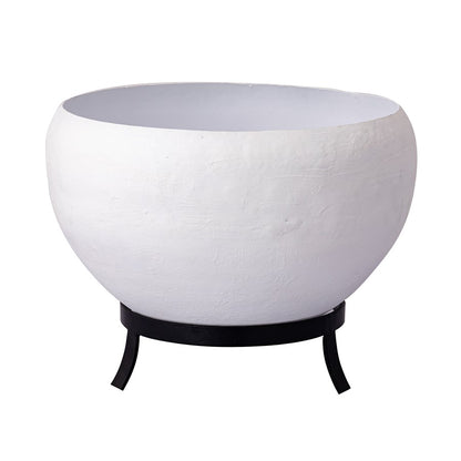 Atlas Lighting Teris Planter Set of 2 | Plaster White Metal with Aged Black Base | Patio & Entryway Decor | 17.5 x 17.5 x 13 in | Model AC11634-01S