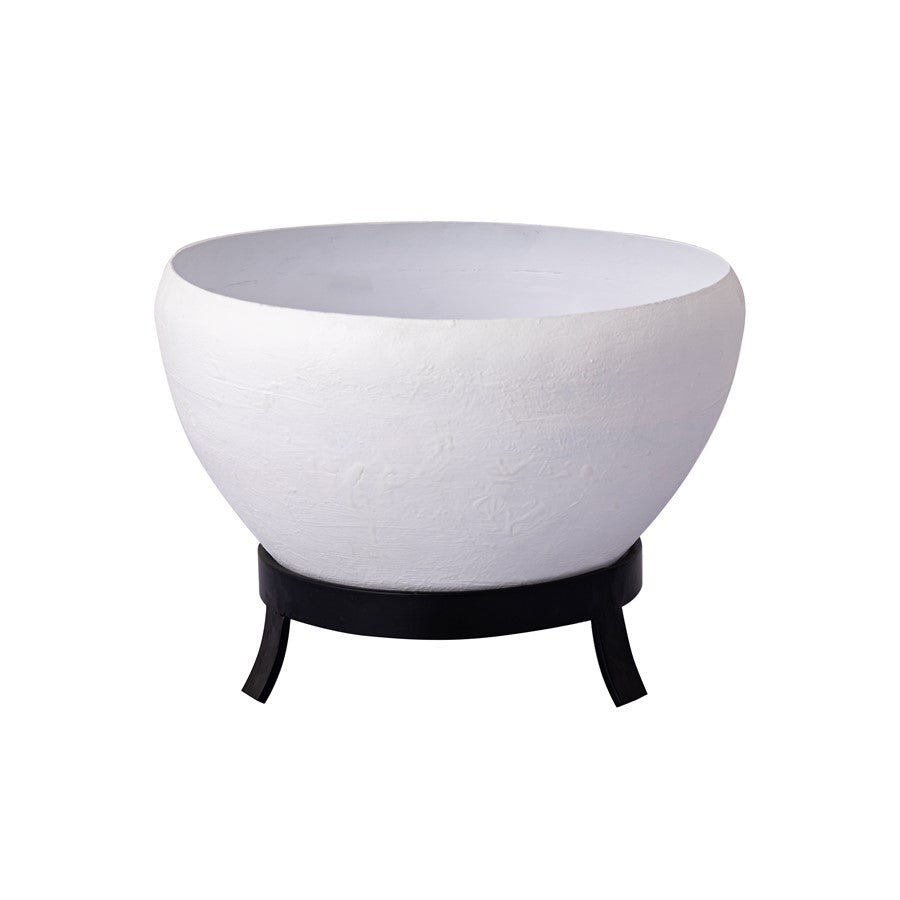 Atlas Lighting Teris Planter Set of 2 | Plaster White Metal with Aged Black Base | Patio & Entryway Decor | 17.5 x 17.5 x 13 in | Model AC11634-01S