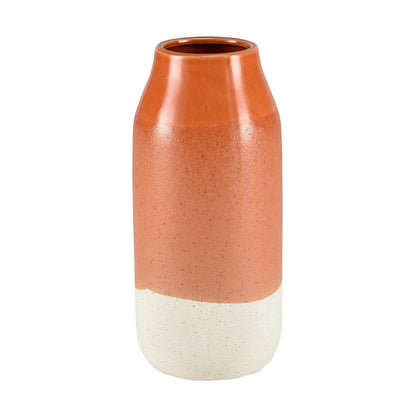 Atlas Lighting Terra Small Vase | Coral & Cream Earthenware | Living Room & Entryway Decor | 5.75 x 5.75 x 12 in | Model AC11635-01