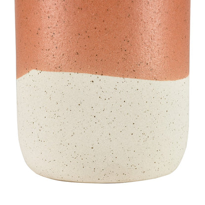 Atlas Lighting Terra Small Vase | Coral & Cream Earthenware | Living Room & Entryway Decor | 5.75 x 5.75 x 12 in | Model AC11635-01