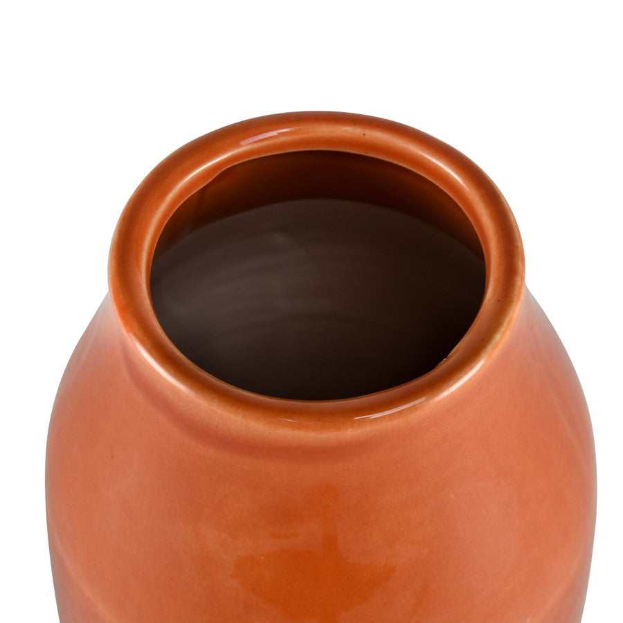 Atlas Lighting Terra Large Vase | Coral & Cream Earthenware | Living Room & Entryway Decor | 5.25 x 5.25 x 14.75 in | Model AC11635-02