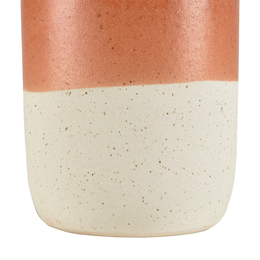 Atlas Lighting Terra Large Vase | Coral & Cream Earthenware | Living Room & Entryway Decor | 5.25 x 5.25 x 14.75 in | Model AC11635-02