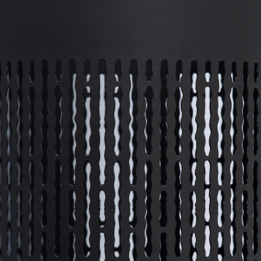 Atlas Lighting Terrell Medium Hurricane | Matte Black Metal & Natural Wood | Living Room & Entryway Decor | 7 x 7 x 10 in | Model AC11636-02