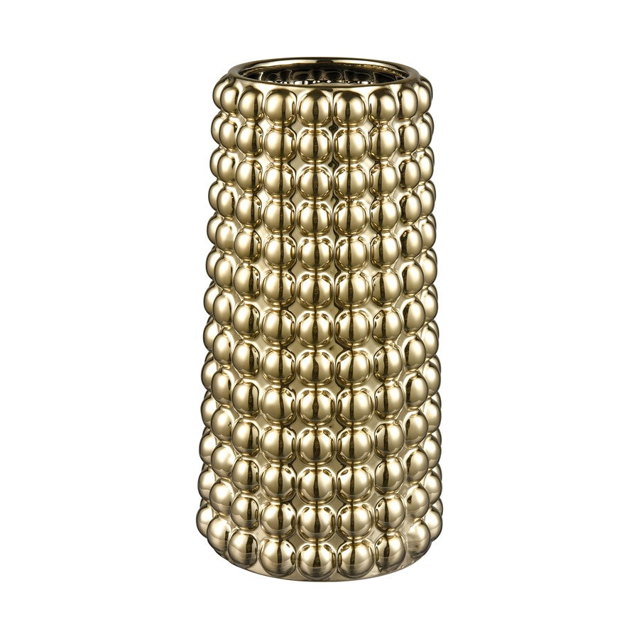 Atlas Lighting Theo 13in Vase | Gold Earthenware | Living Room & Entryway Decor | 6.5 x 6.5 x 13 in | Model AC11637-02