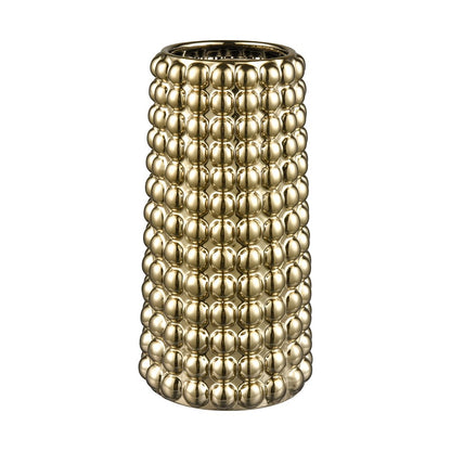 Atlas Lighting Theo 13in Vase | Gold Earthenware | Living Room & Entryway Decor | 6.5 x 6.5 x 13 in | Model AC11637-02