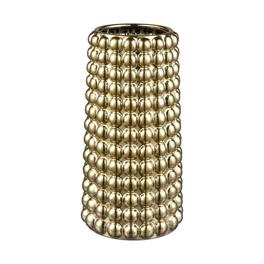 Atlas Lighting Theo 13in Vase | Gold Earthenware | Living Room & Entryway Decor | 6.5 x 6.5 x 13 in | Model AC11637-02
