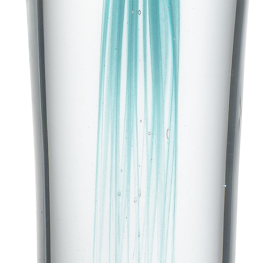 Atlas Lighting Threads 16in Object | Clear & Blue Glass | Living Room & Shelf Decor | 4 x 4 x 16 in | Model AC11638-01