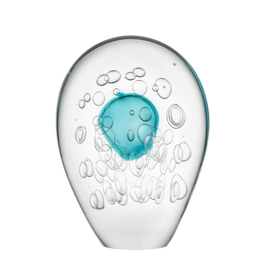 Atlas Lighting Threads Small Object | Clear and Blue Art Glass | Shelf, Console & Coffee Table Decor | 8 x 3 x 11 in | Model AC11639-01