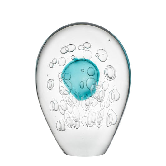 Atlas Lighting Threads Small Object | Clear and Blue Art Glass | Shelf, Console & Coffee Table Decor | 8 x 3 x 11 in | Model AC11639-01