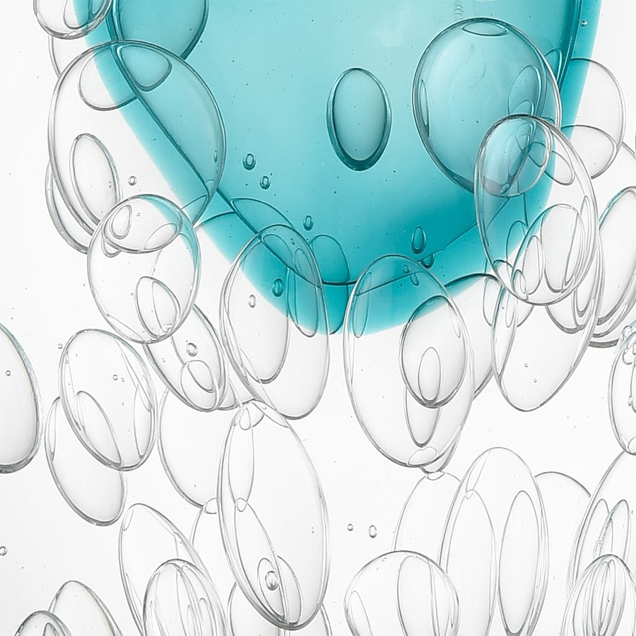 Atlas Lighting Threads Small Object | Clear and Blue Art Glass | Shelf, Console & Coffee Table Decor | 8 x 3 x 11 in | Model AC11639-01