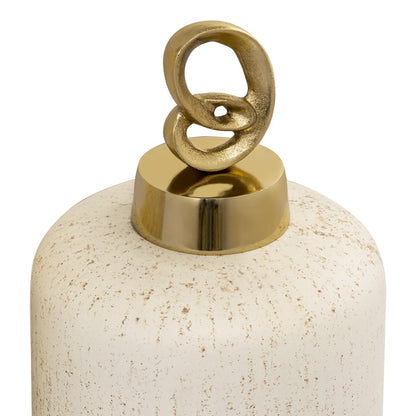 Atlas Lighting Tiff Bottle Set of 2 | Aged Cream Glass with Antique Brass Stoppers | Shelf, Console & Mantel Decor | 5 x 5 x 15 in | Model AC11640-01S