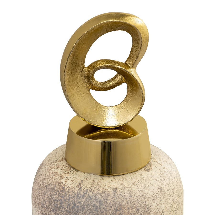 Atlas Lighting Tiff Bottle Set of 2 | Aged Cream Glass with Antique Brass Stoppers | Shelf, Console & Mantel Decor | 5 x 5 x 15 in | Model AC11640-01S