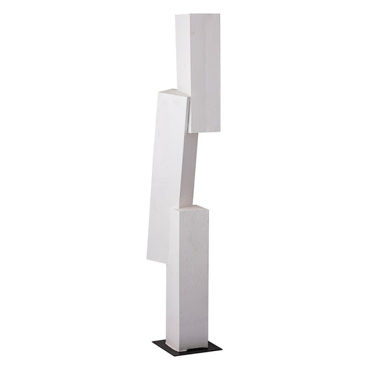 Atlas Lighting Tilt Floor Sculpture | Plaster White Metal with Black Base | Entryway & Living Room Statement Decor | Model AC11642-01