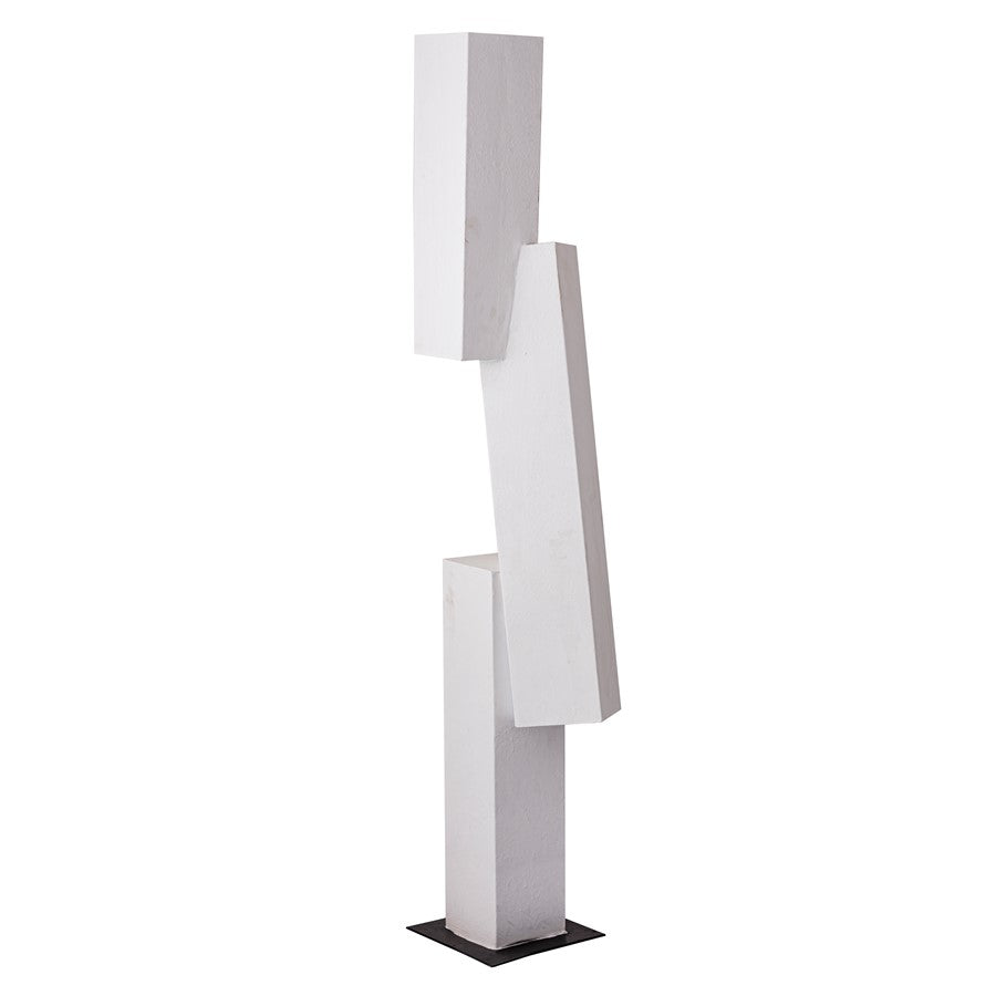 Atlas Lighting Tilt Floor Sculpture | Plaster White Metal with Black Base | Entryway & Living Room Statement Decor | Model AC11642-01