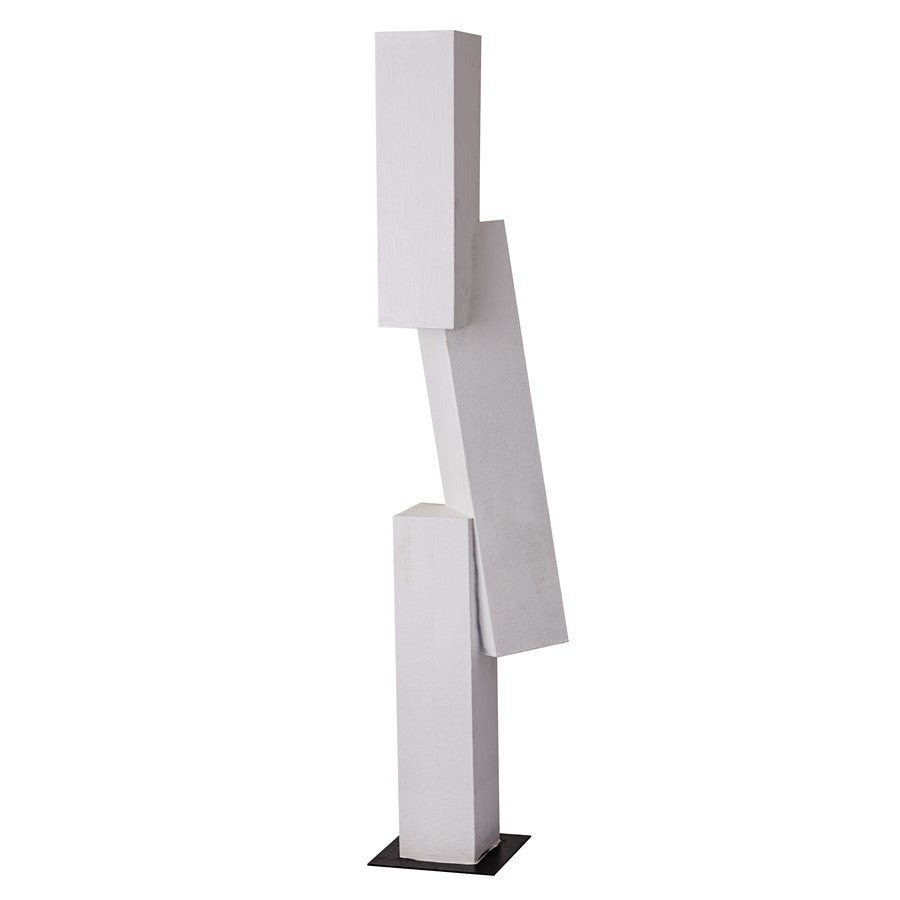 Atlas Lighting Tilt Floor Sculpture | Plaster White Metal with Black Base | Entryway & Living Room Statement Decor | Model AC11642-01