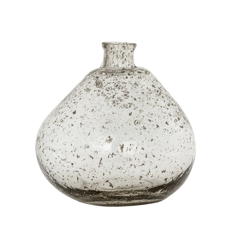 Atlas Lighting Tollington Short Vase | Clear Gray Glass | Entryway & Shelf Decor | 8 x 7.75 x 8.25 in | Model AC11643-01
