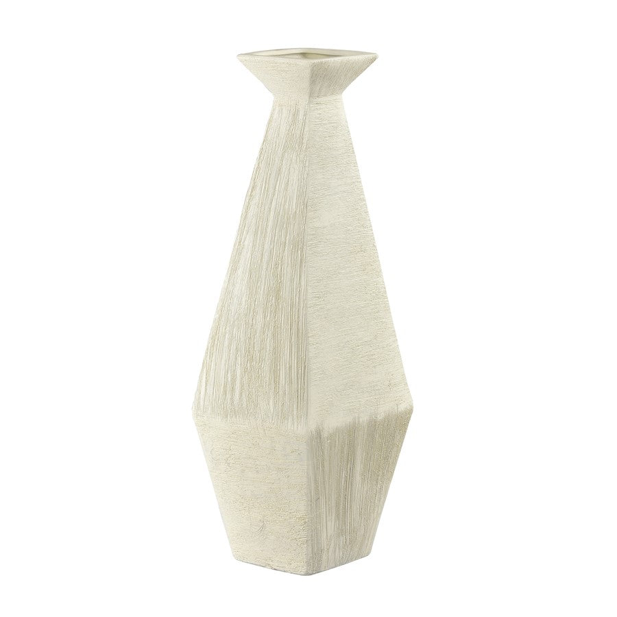 Atlas Lighting Tripp Large Vase | Ivory Earthenware Transitional Decor | Living Room & Entryway Accent | 4.75 x 7.5 x 17.5 in | Model AC11650-02