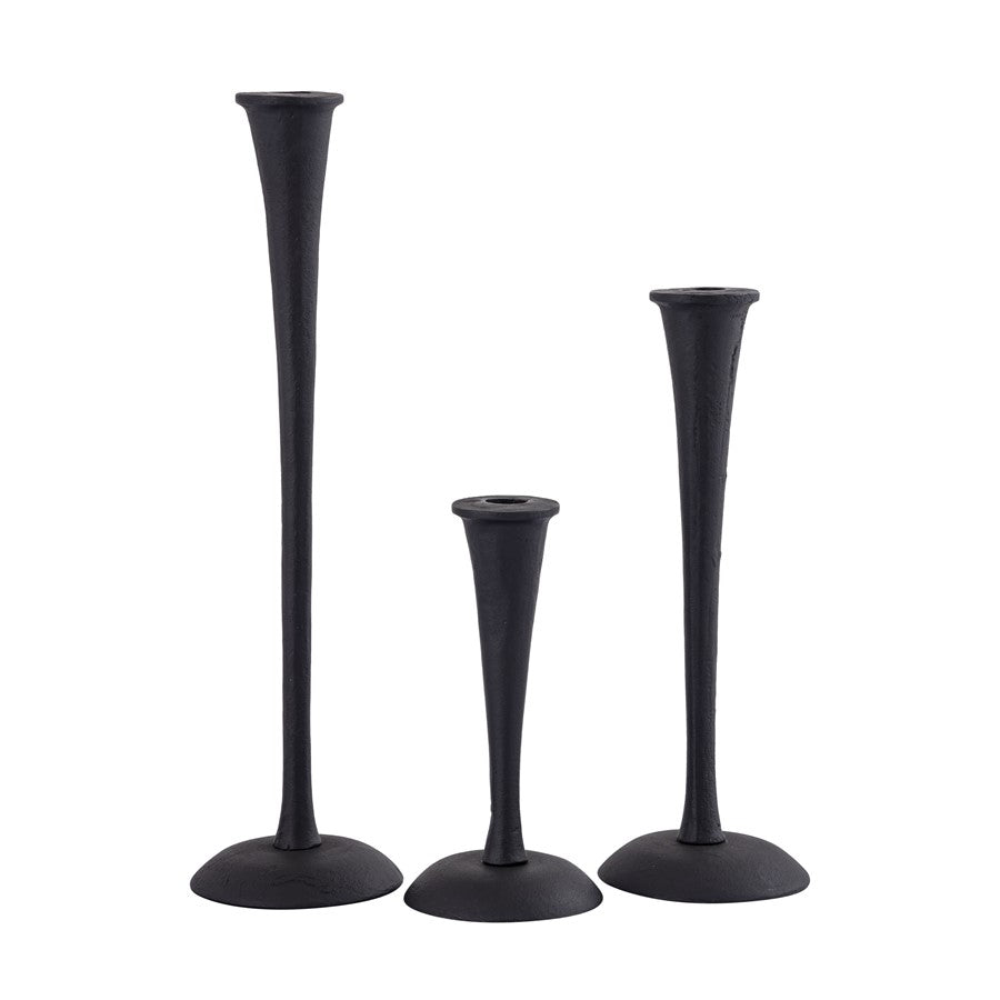 Atlas Lighting Trumpet Candleholder Set of 3 | Aged Black Metal Modern Decor | Dining Room & Mantel Accent | 3.25 x 3.25 x 16 in | Model AC11651-01S