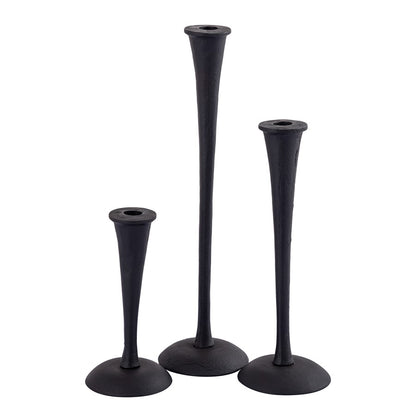 Atlas Lighting Trumpet Candleholder Set of 3 | Aged Black Metal Modern Decor | Dining Room & Mantel Accent | 3.25 x 3.25 x 16 in | Model AC11651-01S