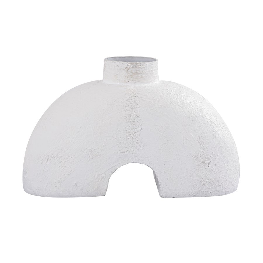 Atlas Lighting Tube Vase | Plaster White Metal Contemporary Decor | Living Room & Bookshelf Accent | 9.25 x 3.25 x 6.25 in | Model AC11652-01