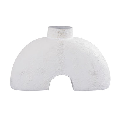Atlas Lighting Tube Vase | Plaster White Metal Contemporary Decor | Living Room & Bookshelf Accent | 9.25 x 3.25 x 6.25 in | Model AC11652-01