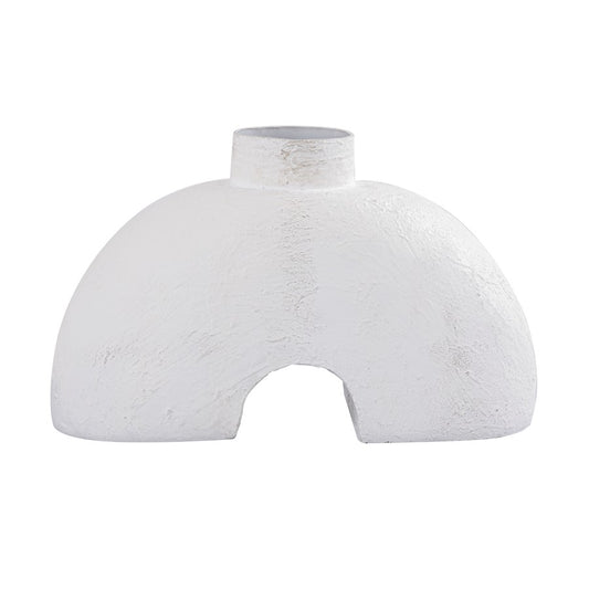 Atlas Lighting Tube Vase | Plaster White Metal Contemporary Decor | Living Room & Bookshelf Accent | 9.25 x 3.25 x 6.25 in | Model AC11652-01