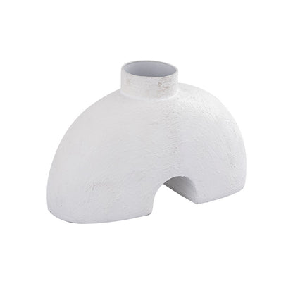 Atlas Lighting Tube Vase | Plaster White Metal Contemporary Decor | Living Room & Bookshelf Accent | 9.25 x 3.25 x 6.25 in | Model AC11652-01
