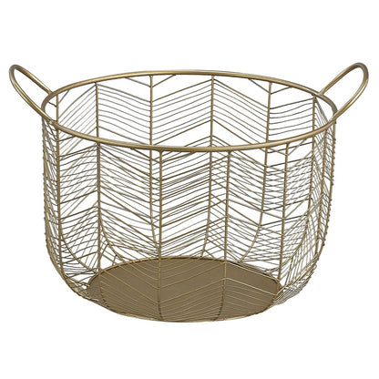 Atlas Lighting Tuckernuck Set of 2 Metal Baskets | Brass Finish with Art Deco Chevron Pattern | Living Room & Entryway Storage | Model AC11655-01S