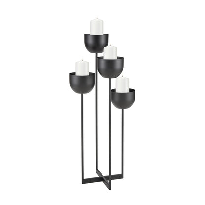 Atlas Lighting Tulip 38in Tall Candleholder | Matte Black Metal with Four Tulip Cups | Dining Room & Mantel Centerpiece | Model AC11656-01