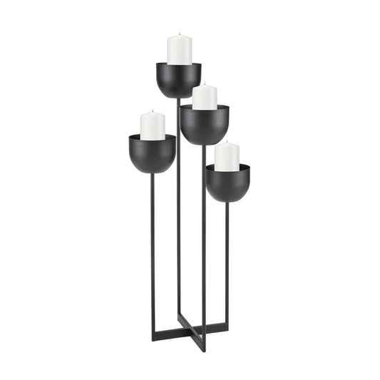 Atlas Lighting Tulip 38in Tall Candleholder | Matte Black Metal with Four Tulip Cups | Dining Room & Mantel Centerpiece | Model AC11656-01