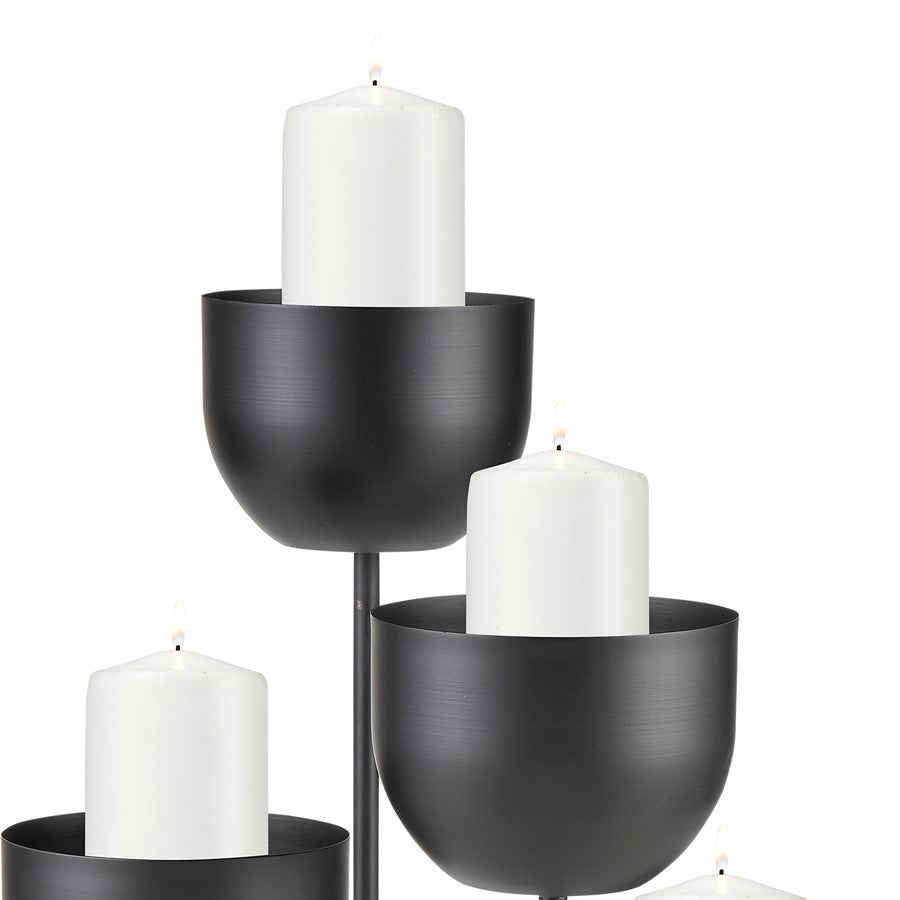 Atlas Lighting Tulip 38in Tall Candleholder | Matte Black Metal with Four Tulip Cups | Dining Room & Mantel Centerpiece | Model AC11656-01