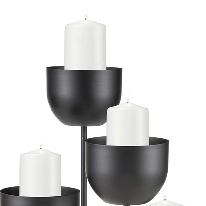 Atlas Lighting Tulip 38in Tall Candleholder | Matte Black Metal with Four Tulip Cups | Dining Room & Mantel Centerpiece | Model AC11656-01