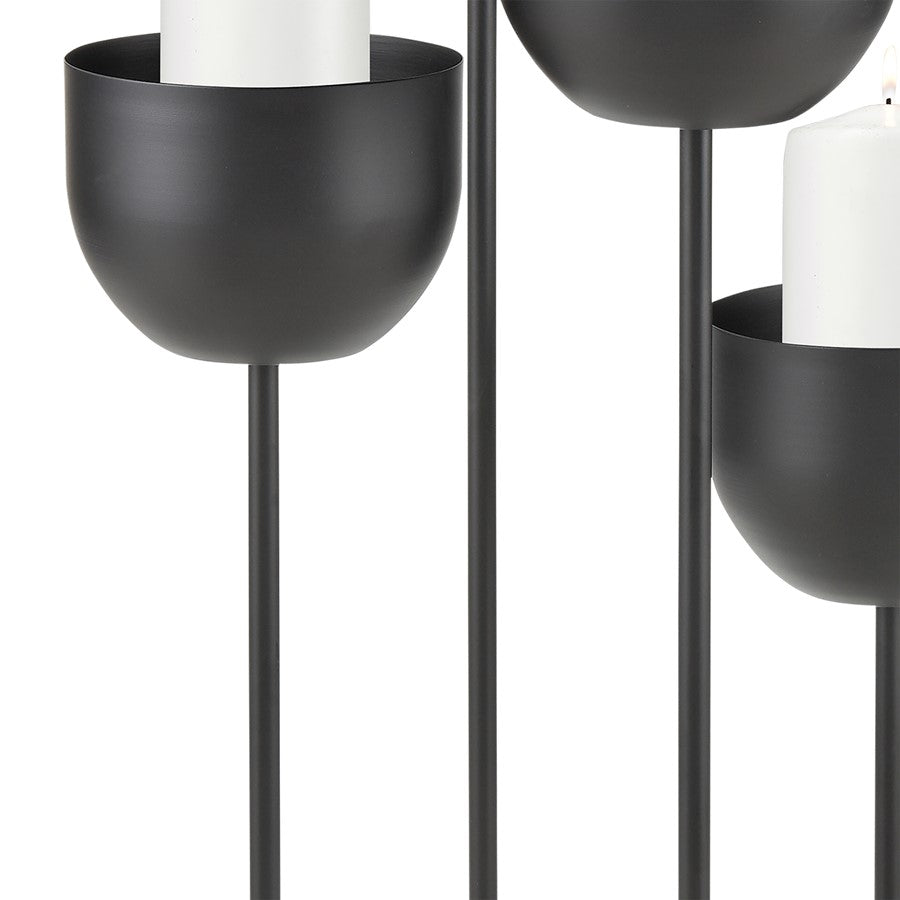 Atlas Lighting Tulip 38in Tall Candleholder | Matte Black Metal with Four Tulip Cups | Dining Room & Mantel Centerpiece | Model AC11656-01