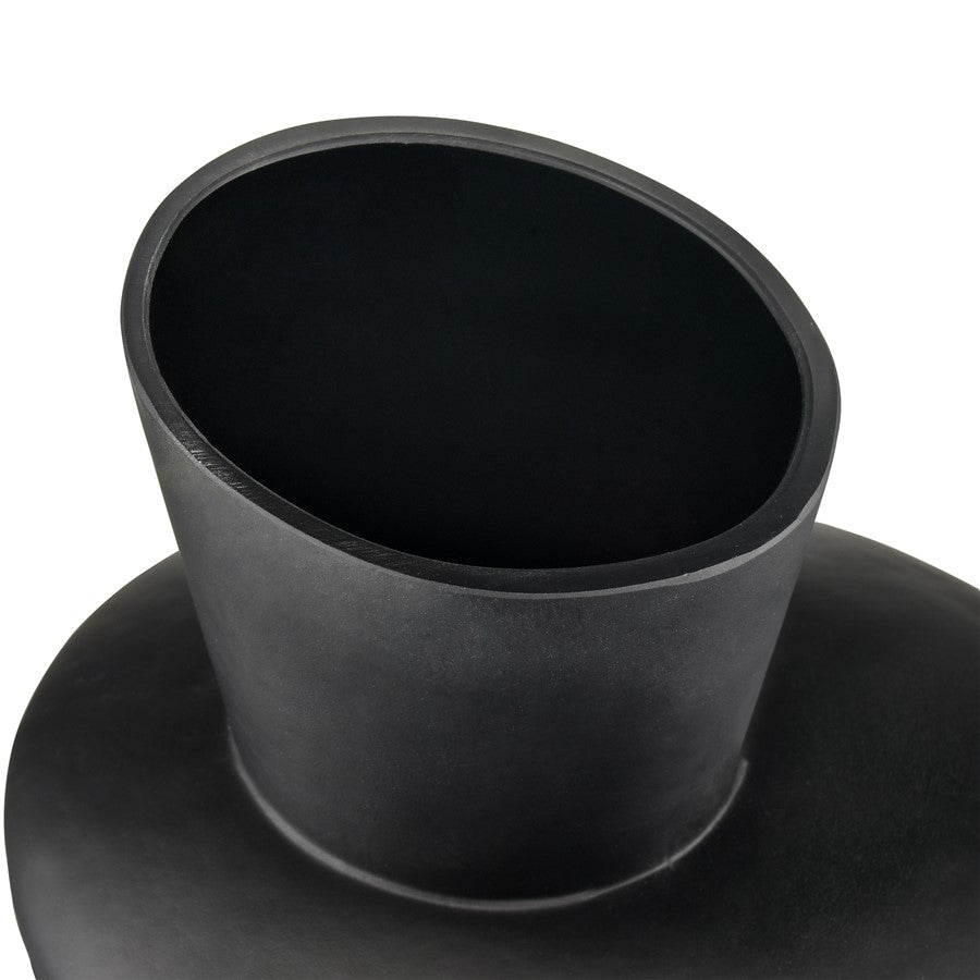 Atlas Lighting Tuxedo Small Vase | Etched Black Textured Glass | Lodge & Modern Decor, Fresh Flowers or Sculpture | Model AC11659-01
